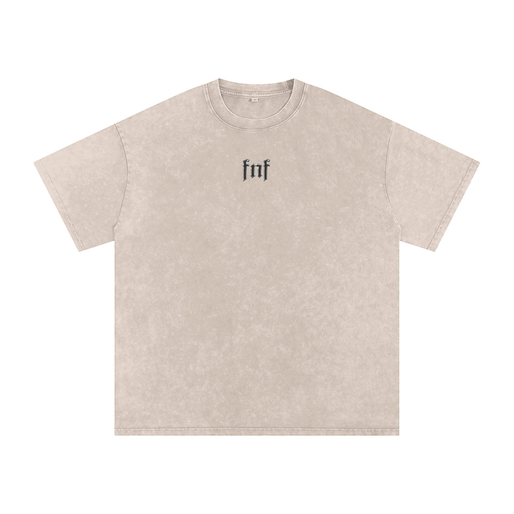 Foundation FNF oversized t-shirt in light beige with a washed cotton feel and embroidered logo on the chest.
