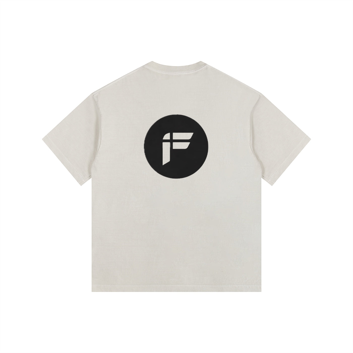 Foundation. t-shirt in off-white with a black circular logo on the back. Oversized fit.