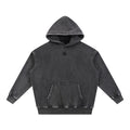 Foundation oversized charcoal grey washed cotton blend hoodie with front pocket and small chest logo.