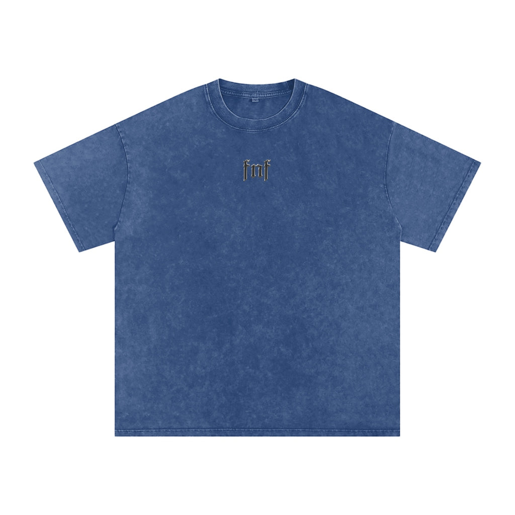Foundation FNF Oversize T-Shirt in washed blue cotton with embroidered logo on chest. Streetwear fit.