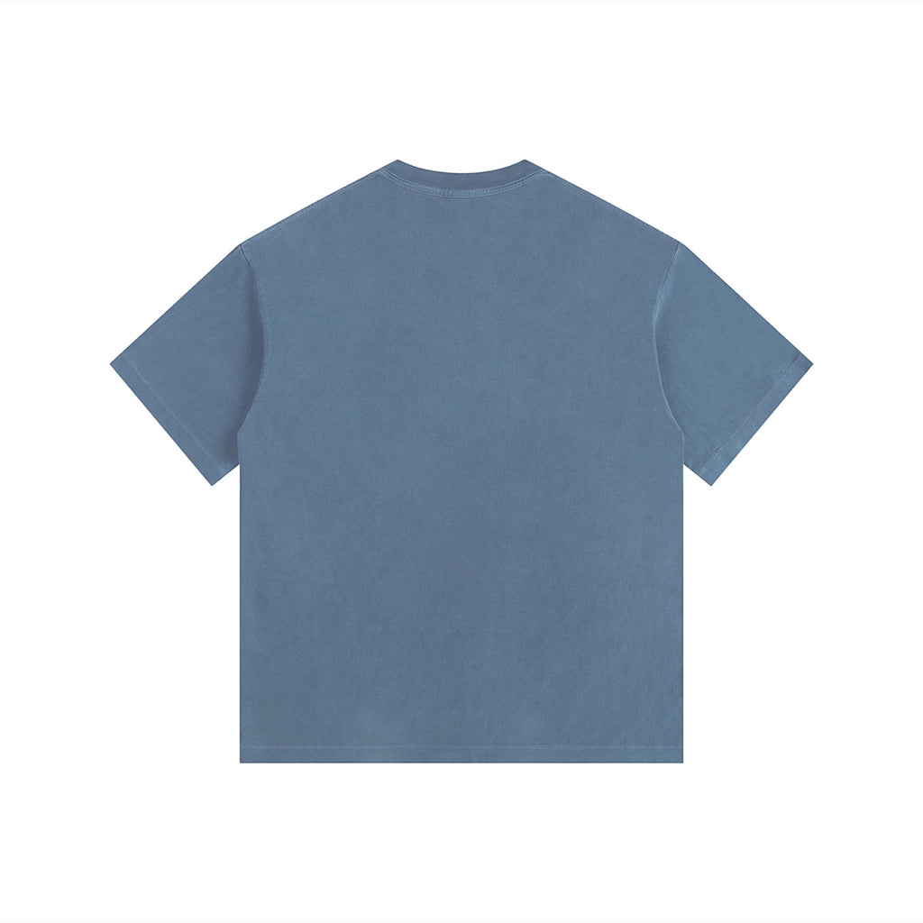 Foundation blue vintage-washed oversized t-shirt with distressed graphic