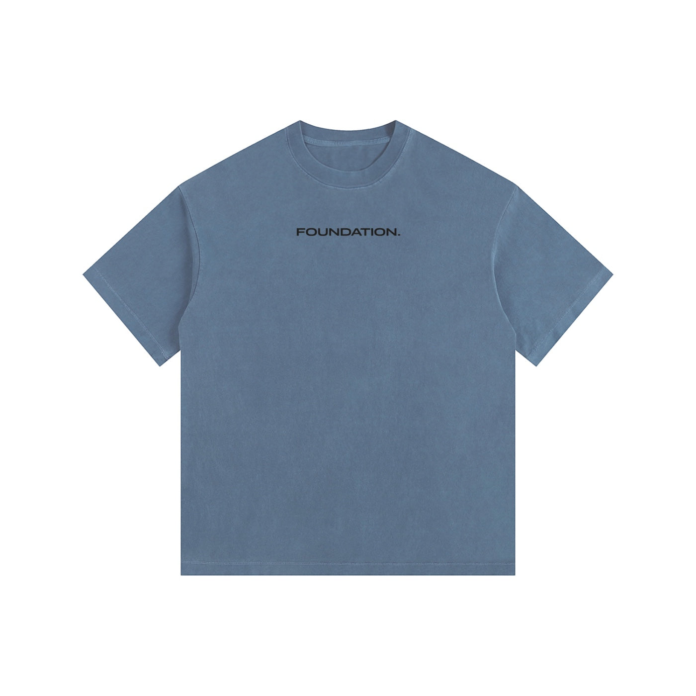 Foundation. oversized blue cotton t-shirt with black embroidered logo on chest.