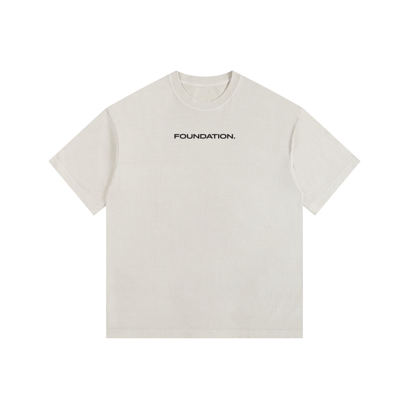 Foundation. oversized t-shirt in off-white cotton with black 'FOUNDATION.' text on the front.