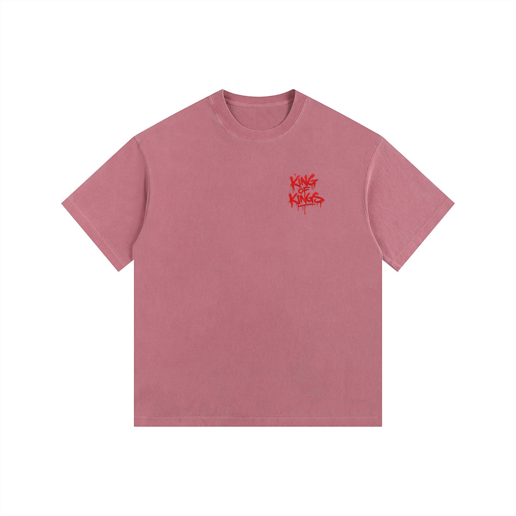 Foundation oversized washed tee in dusty rose with red